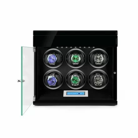 6-slot automatic watch winder for Rolex – bi-directional rotation at 650 TPD, premium wood cabinet – Roroos Overview