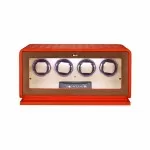 Roroos 4-Automatic Watch Winder in Rich Orange Leather