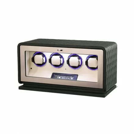 Forest Green Leather Luxury 4-Watch Winder for Rolex Overview