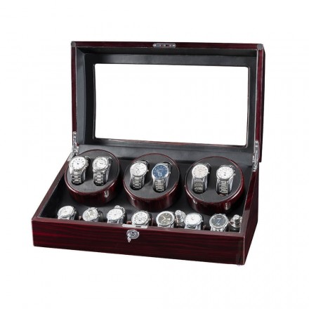Ebony Six Pieces Watch Winder With Black Interior Overview