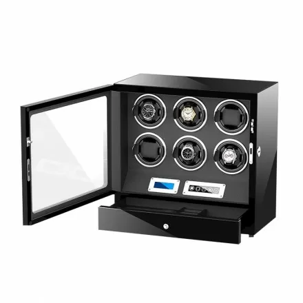 Automatische 6 Uhrenbewegerbox mit LCD-Touchscreen im schwarzen Innenraum Zum Überraschungsgeschenk Übersicht