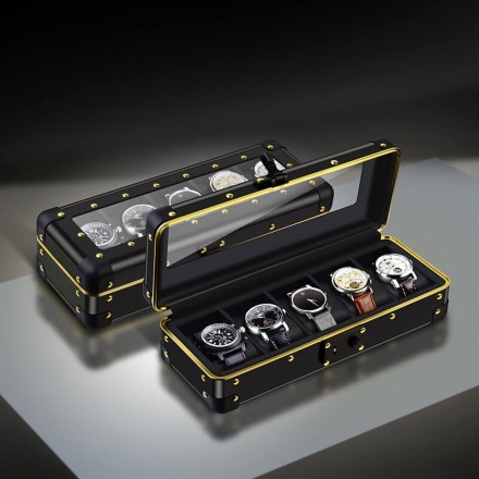 Metal 5 Slots Watch Case With Glass Window Overview