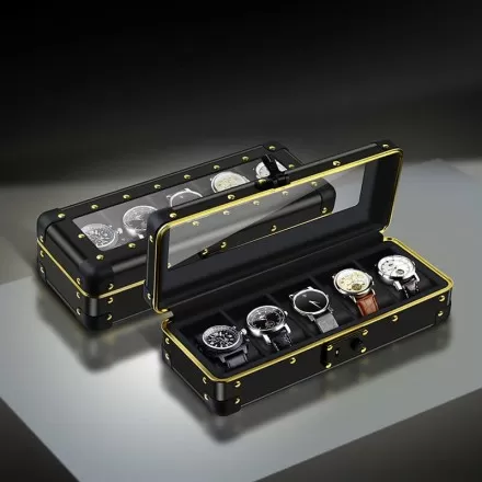 Metal 5 Slots Watch Case With Glass Window Overview