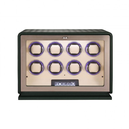 Roroos Luxy 8-Watch Winder in Forest Green Leather
