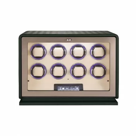 Roroos Luxy 8-Watch Winder in Forest Green Leather