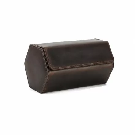 Handmade Hexagon Brown Leather Watch Case — Statement Storage for 2 Watches