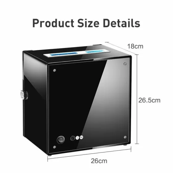 Back view of Smart quad watch winder black interior