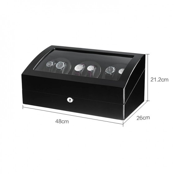 Black Six Automatic Watch Winder with 7 Extra Storages Spaces