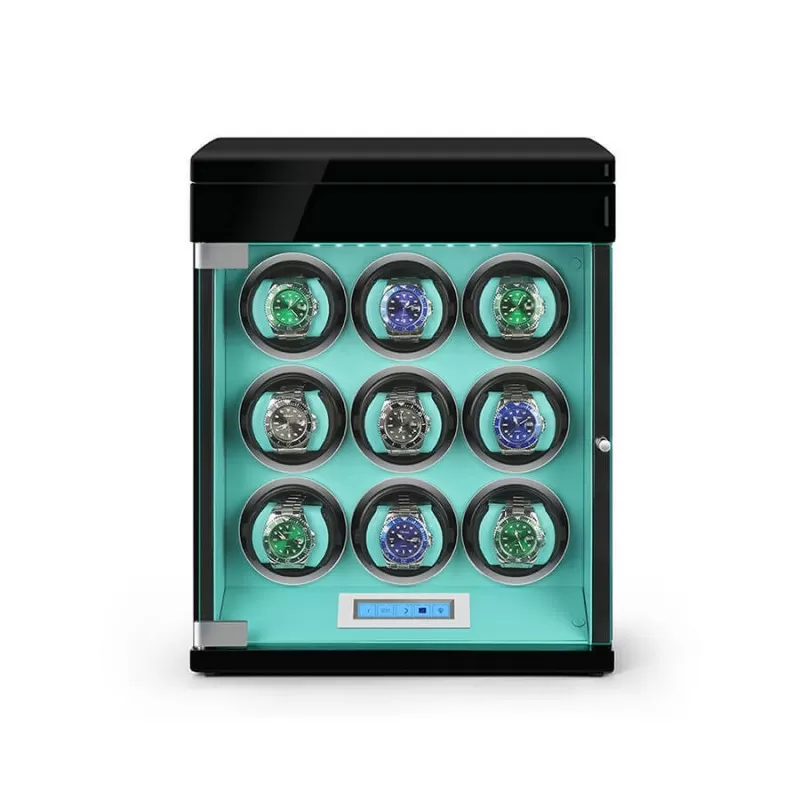 Tiffany blue 9-slot watch winder box with extra storage compartments for automatic watches – Roroos