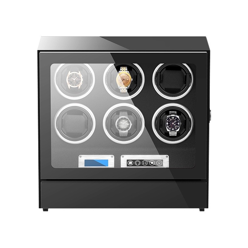 Caja enrolladora automática para 6 relojes con pantalla táctil LCD en interior negro | Al regalo sorpresa de uno