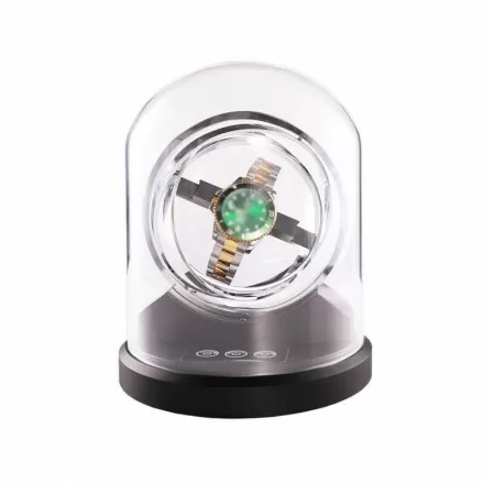 Roroos Astronomy Saturn Silver gyroscopic watch winder with polished silver anodized aluminum orbit rings