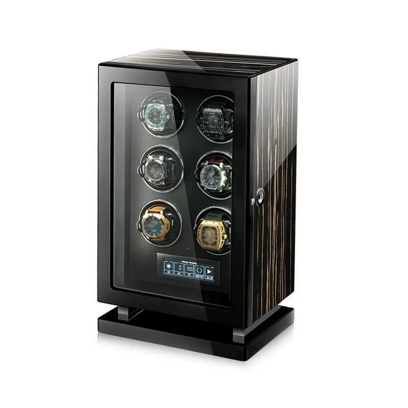 Best 6 Watch Winder for Breitling in Striped Ebony Wood