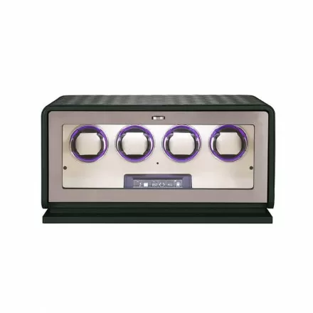 Forest Green Leather Luxury 4-Watch Winder for Rolex
