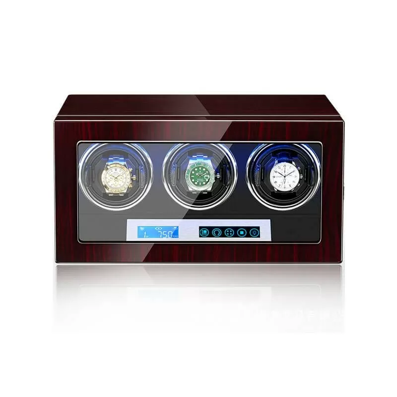 Triple Watch Winders for 3 Watches With Lcd Touch Screen in Black Interior