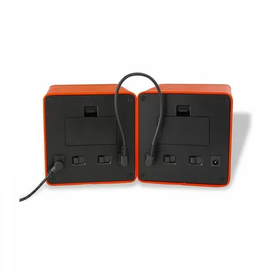 Rebobinador de reloj única en cuero de PU naranja con ventana de aluminio