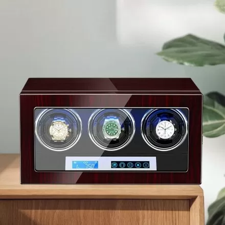 Remontoirs triples pour 3 montres avec écran tactile LCD à l'intérieur noir Vue d'ensemble