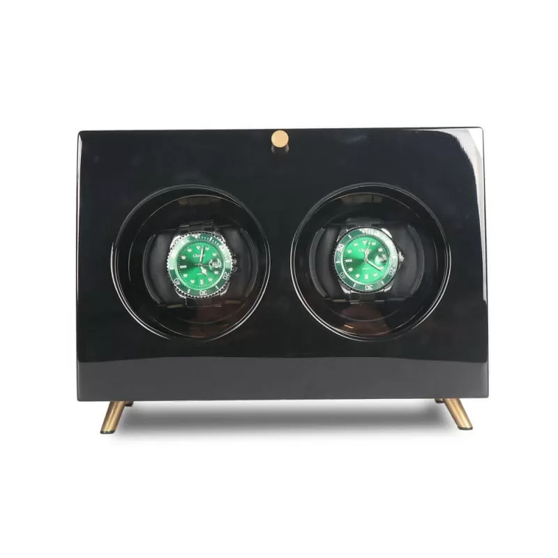 Black Vintage Watch Winder Box for 2 Watches