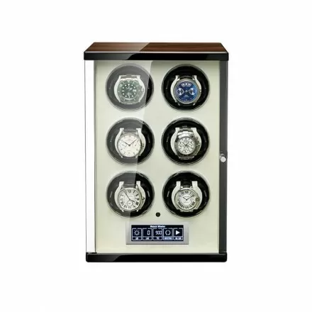 Touch Control Watch Winder for Automatic Watches With 6 Slots - Beige Interior