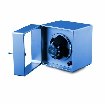 Cyberwinder Single Metal Automatic Watch Winder Box - Blue Overview