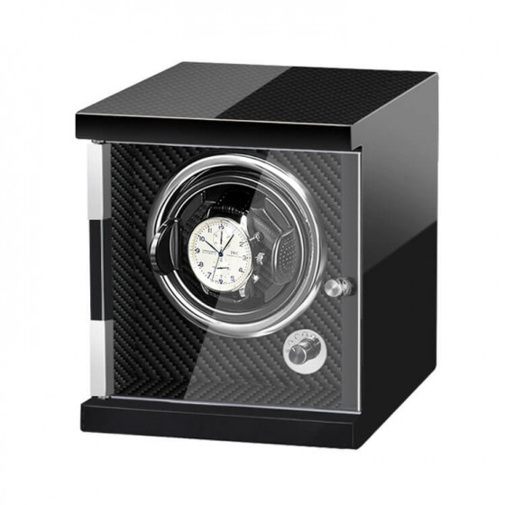 Enrollador vertical de madera para reloj individual - Estilo fibra de carbono