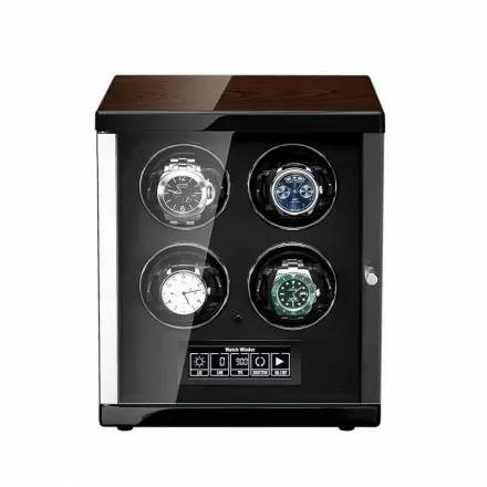 Premium Smart Quad Watch Winder with Touch Control - Black Interior
