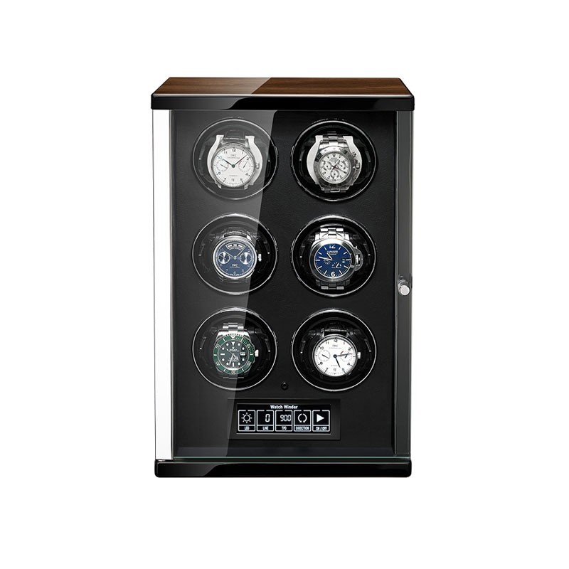 Enrollador de 6 relojes automáticos con pantalla táctil LCD e interior negro – Roroos