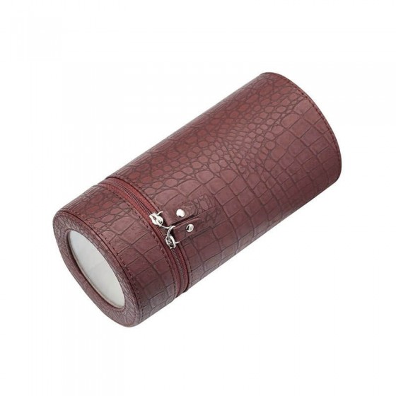 Single Portable Watch Winder in Brown Leather