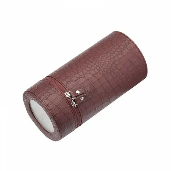 Single Portable Watch Winder in Brown Leather