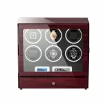 Rosewood Automatic 6 Watch Winder Box With Lcd Touch Screen in Black Interior - ROROOS.com