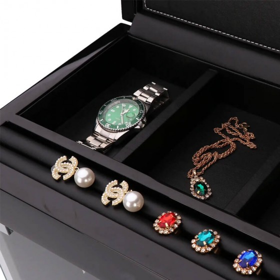 Extra Storage of black automatic watch winder showing 4 rotating winding slots
