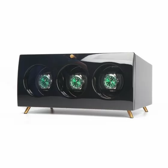 3-slot automatic watch winder box front view with acrylic window
