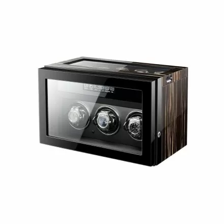 Best Watch Winder for a Rolex with Extra Storage in Striped Ebony Wood - Dark Warrior Overview