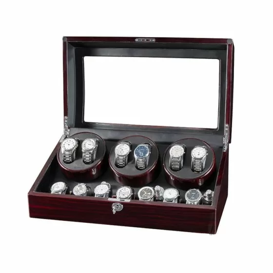 Ebony Six Pieces Watch Winder With Black Interior