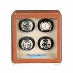 Brown Leather LCD Touch Automatic Quad Watch Winding Machine