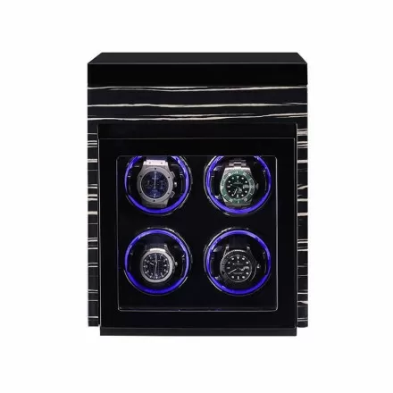 Vertical Watch Winder 4 Slots Automatic Watch Winding Box 4 Watches Case Touch Screen Remote