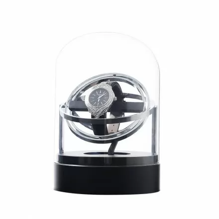 Silver gyroscopic orbital watch winder — Astronomy series single automatic watch winder front view Overview