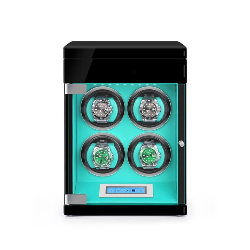 Tiffany blue quad watch winder and jewelry box with 4 independent winding slots – Roroos luxury automatic winder