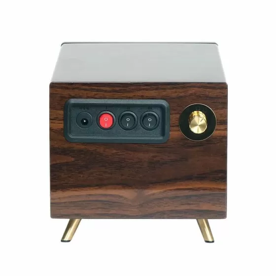 Retro solid wood single watch winder in ebony finish – back view