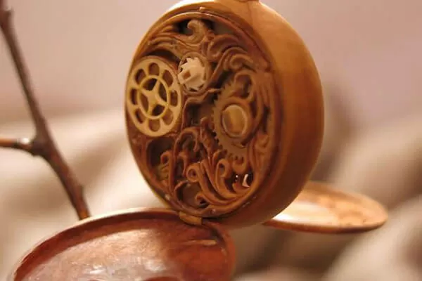wooden necklace watch