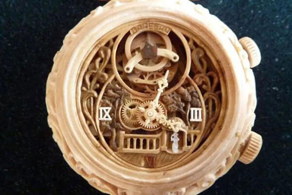 wooden tourbillon watch