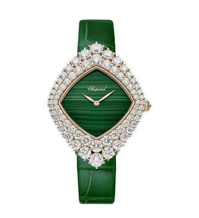 green leather strap watch