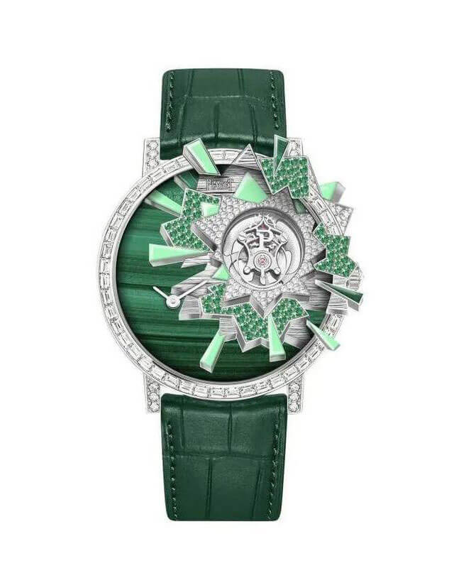 green leather strap watch