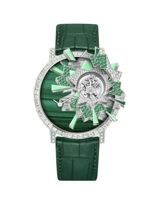 green leather strap watch