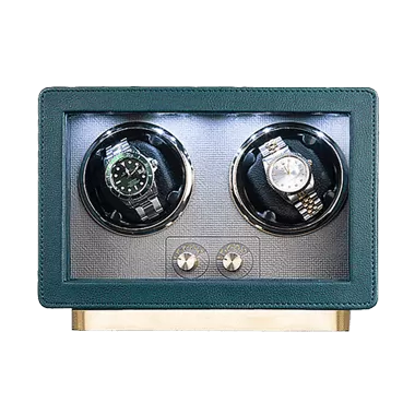 Retro Green Leather Double Watch Winder for Rolex Watches