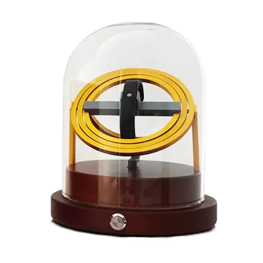 Wooden Gyroscope Orbit Watch Winder Box - Silver - Astronomy V5