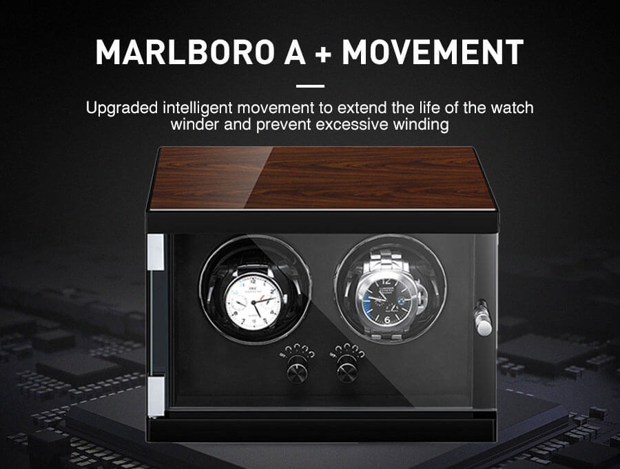 Enrollador de reloj doble vertical de madera clásico interior negro