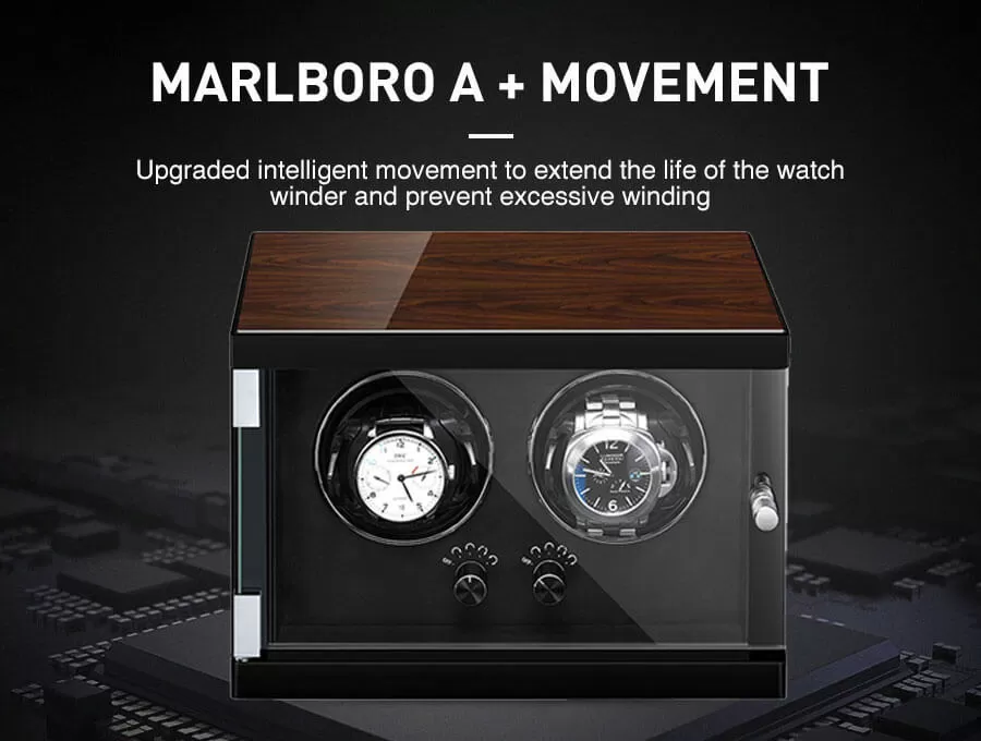Classic Vertical Wooden Double Watch Winder Black interior