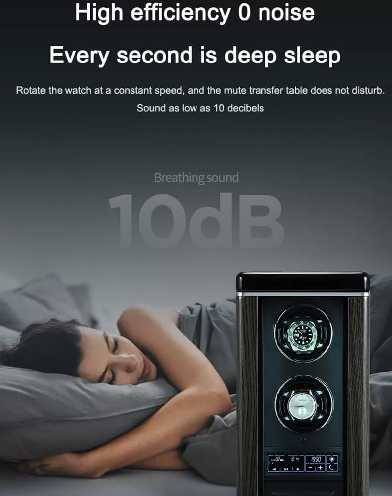 Caja de almacenamiento automática de madera con 4 enrolladores de reloj de nuevo diseño con pantalla táctil LCD