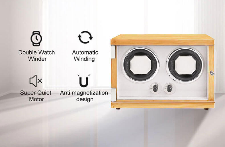 Wooden Double Automatic Watch Winder - Burlywood