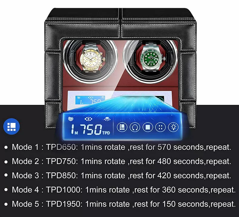 Smart Doubel Watch Winder with PU surface and Red Interior